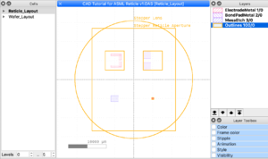 KLayout screenshot of a Reticle with 4 Images